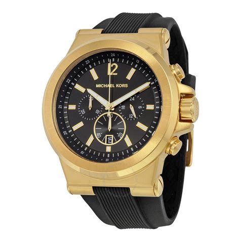 michael kors mens watch black leather|Michael Kors leather strap watch.